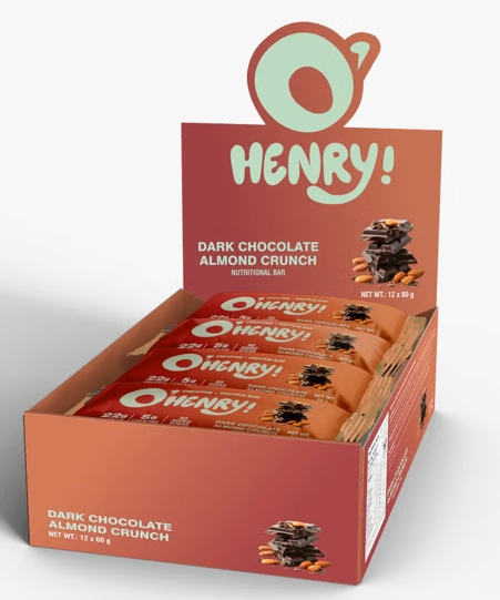 O’Henry Creatine + Protein Bar Dark Chocolate Almond Crunch (Pack of 12)