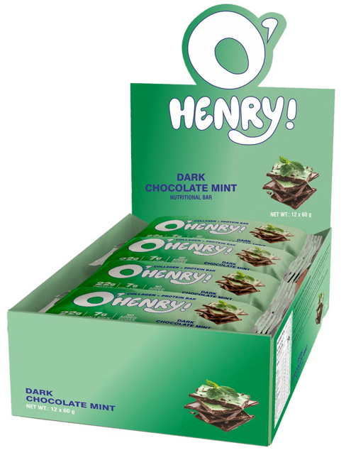 O’Henry Collagen + Protein Bar Dark Chocolate Mint (Pack of 12)