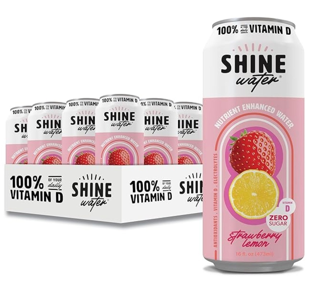 ShineWater Strawberry Lemon Vitamin D Electrolyte Drink Pack (473ml x 12)