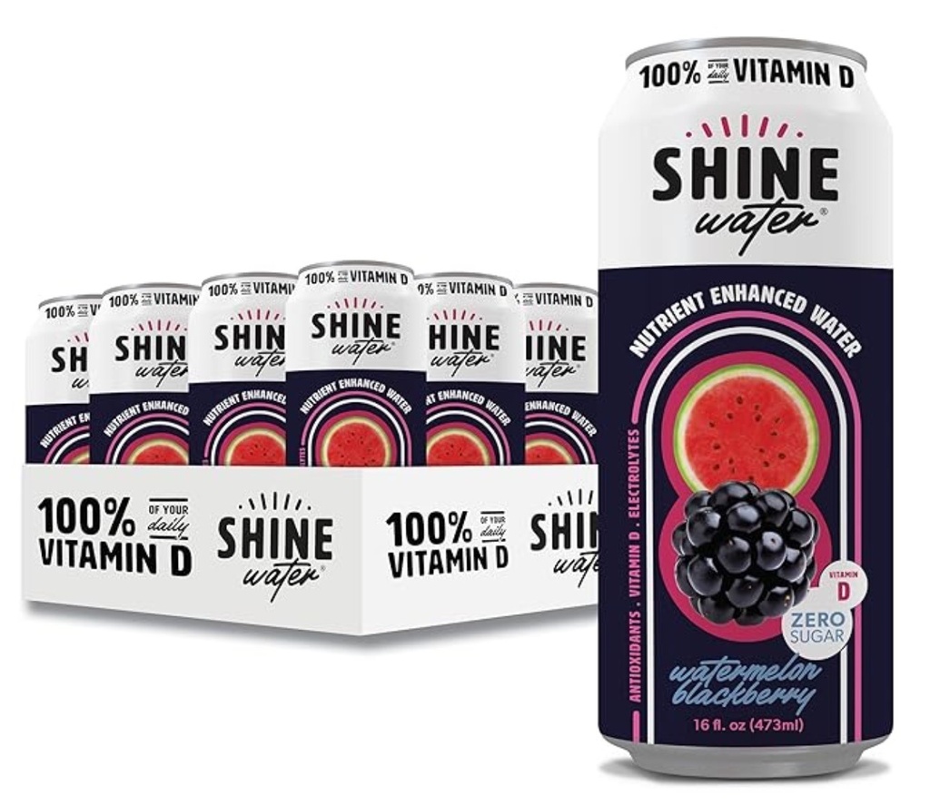 ShineWater Watermelon Blackberry Vitamin D Electrolyte Drink Pack (473ml x 12)