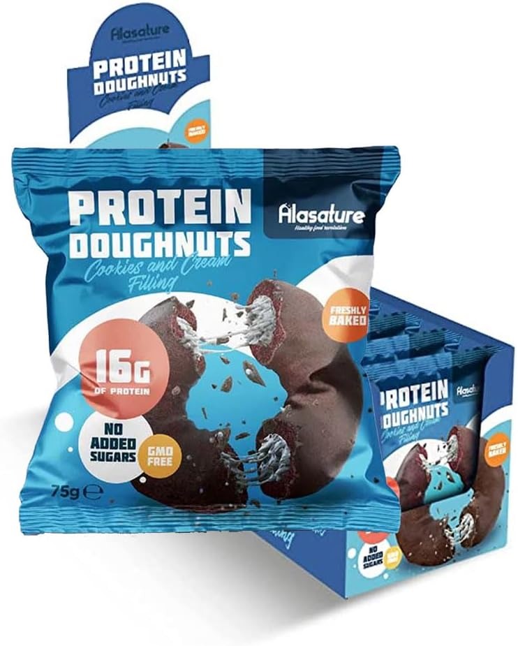 Alasature Protein Doughnuts Cookies & Cream | %15 Protein | Pack (8 x 75g)